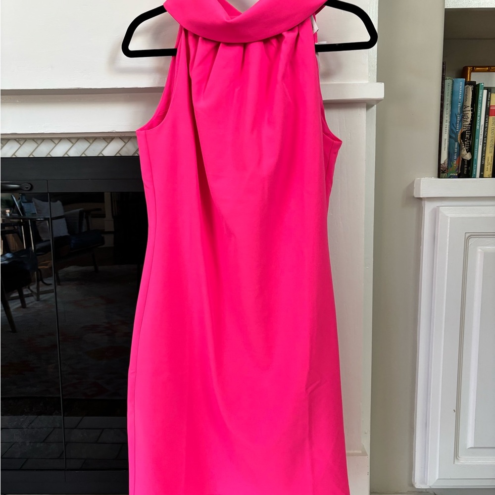 Sleeveless Hot Pink Halter Dress